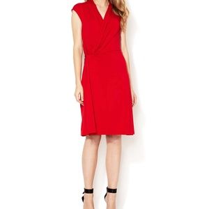Catherine Malandrino Cap Sleeve Gathered Wrap Dress